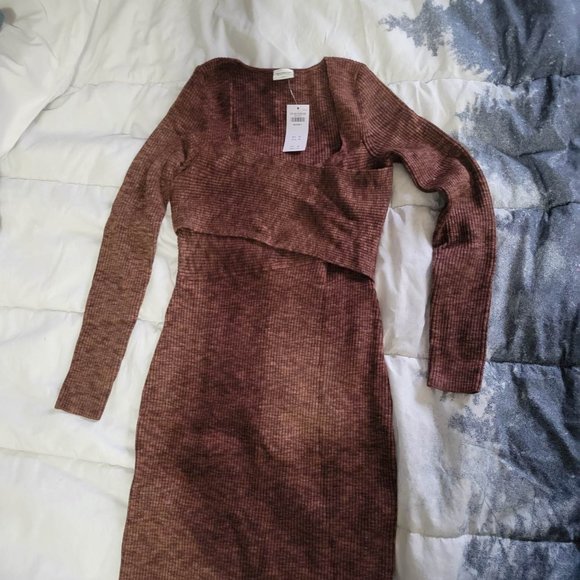 Abercrombie Long-Sleeve Wrap-Front Mini Sweater Dress - Picture 2 of 8